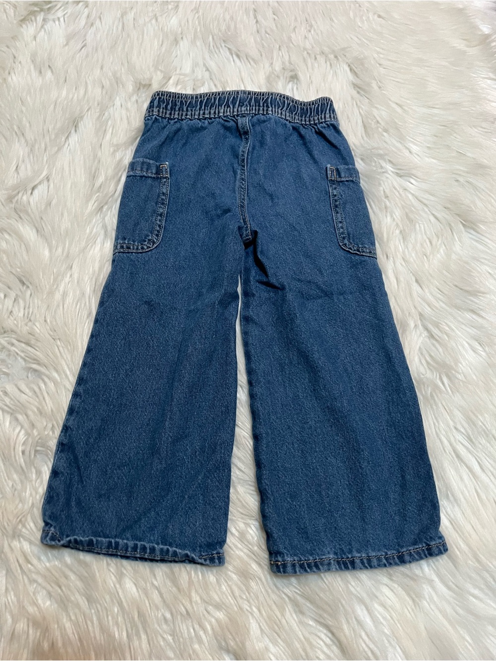 Old Navy Pull-On Baggy Wide-Leg Cargo Jeans Medium Wash 3T - Picture 5 of 10